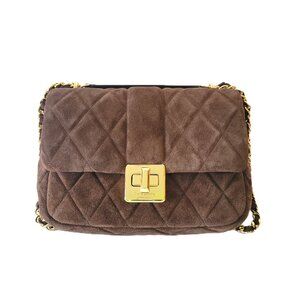 Kate Spade KM707 Carey Quilted Suede Small Flap Convertible Crossbody Hot Fudge